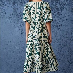 Marie Oliver Dita Midi Linen Sundress in Evergreen Bloom EUC